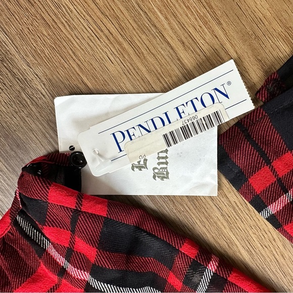 Pendleton Long Sleeve 100% Silk Blouse Button Ruffle Tartan Red Plaid Size 4 NEW - Picture 6 of 16